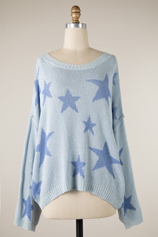 Scattered Stars Sweater - Light Blue