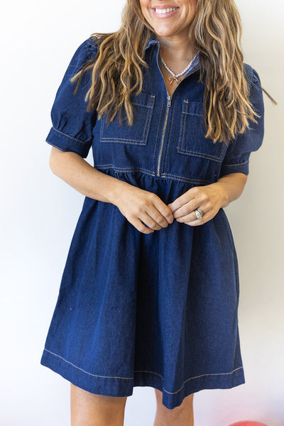 Varsity Blue Denim Dress