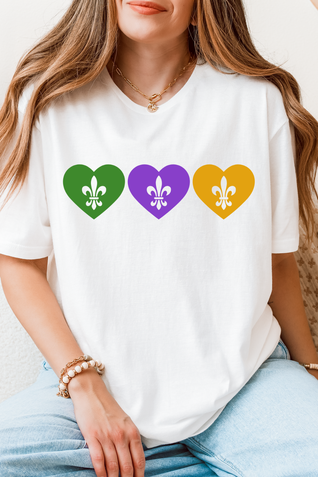 Mardi Gras Hearts- White