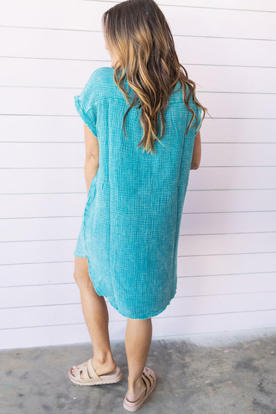 Double Down Dress - Light Teal