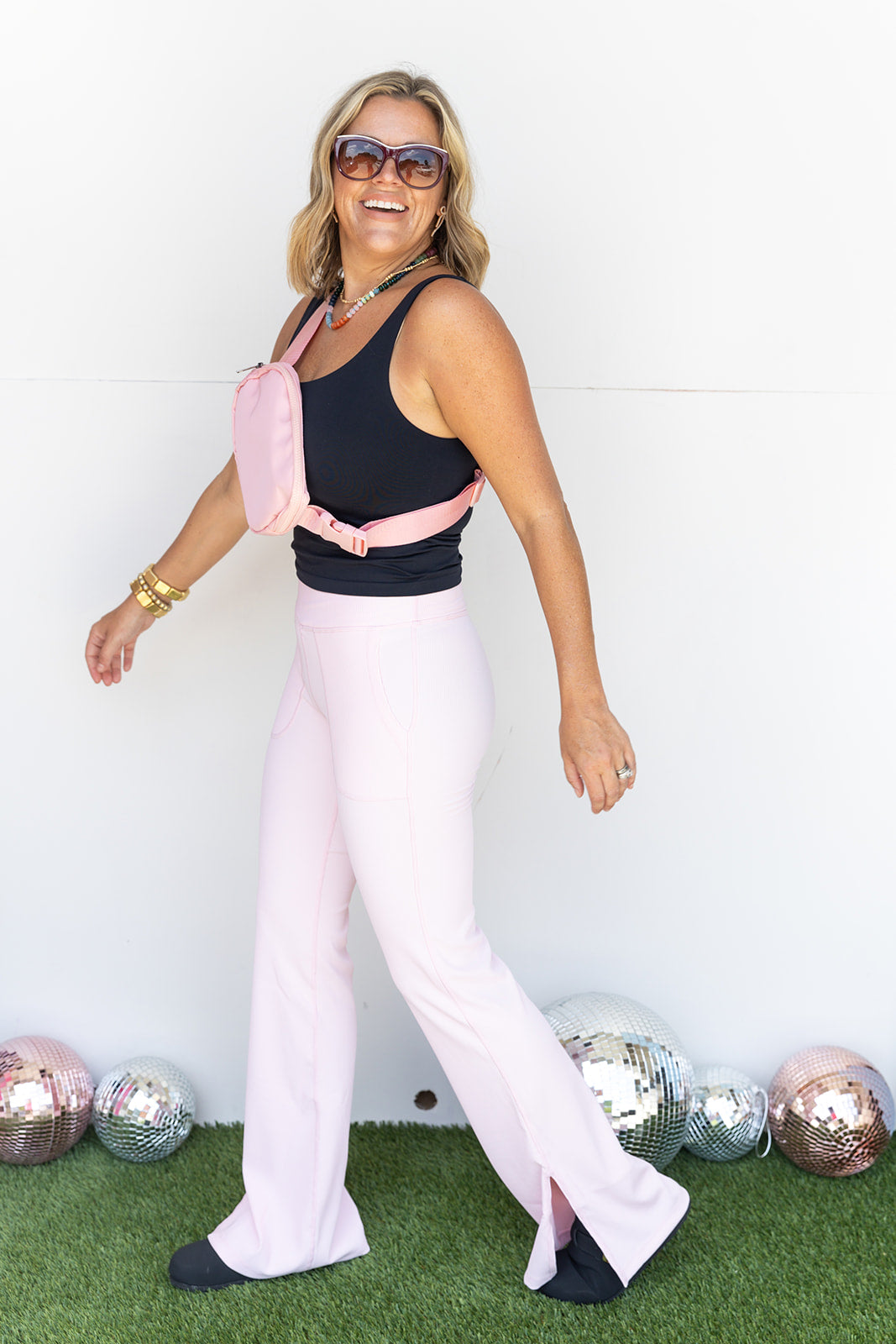 Fancy Me Flare Yoga Pants-Baby Pink