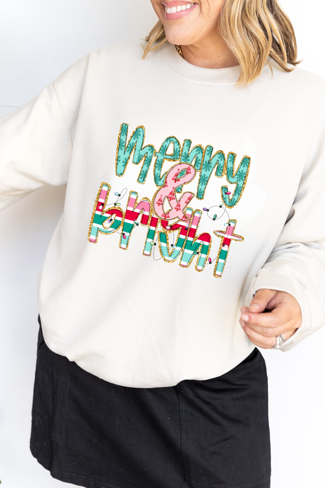 Fun Merry And Bright Sweatshirt Sand