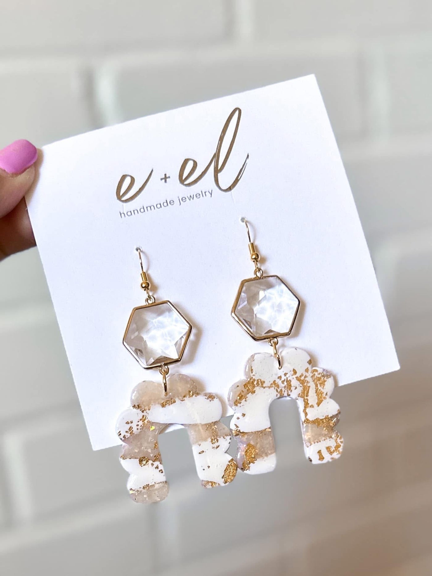 White/Gold Arch  Earring by EL