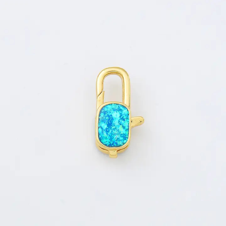 Blue Opal Lobster Claw Clasp Charm