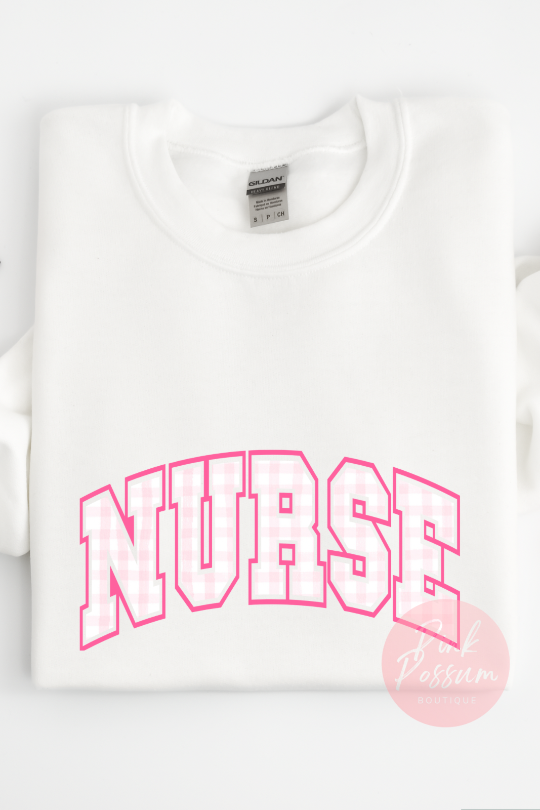 Nurse Gingham Block Sweatshirt - White