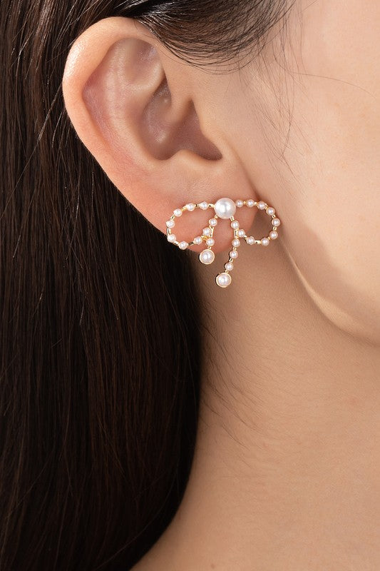 Mini Pearl Bow Earrings