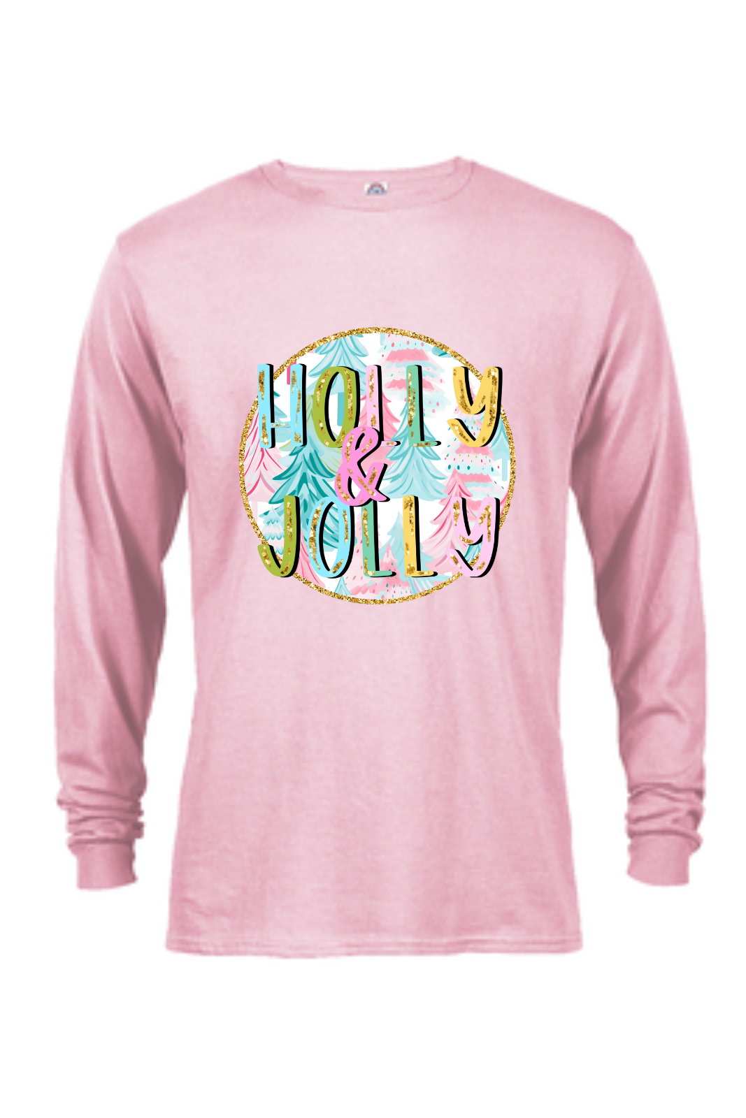 Holly & Jolly LS Tshirt - Pink