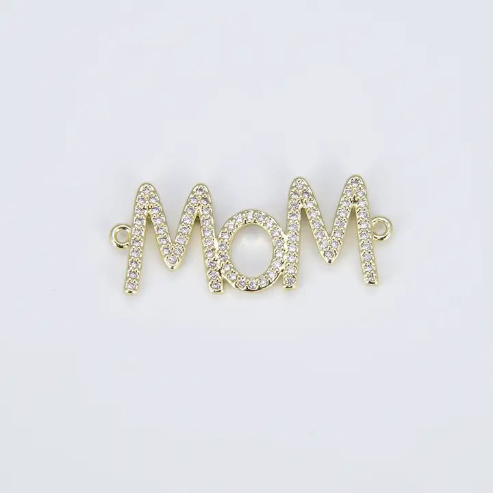 Mom Micro Pave Charm Connector