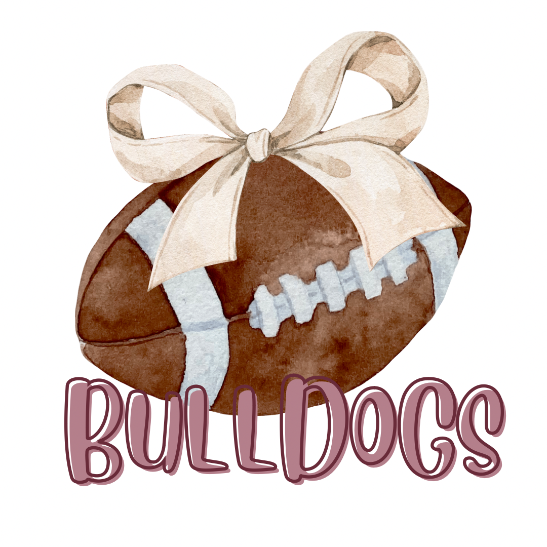 Watercolor Bow Football Bulldogs Tshirt