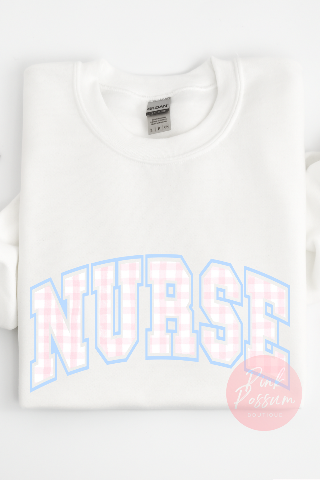 Nurse Gingham Block Sweatshirt - White