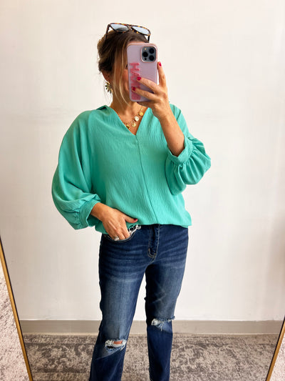 Ocean View Blouse - Jade