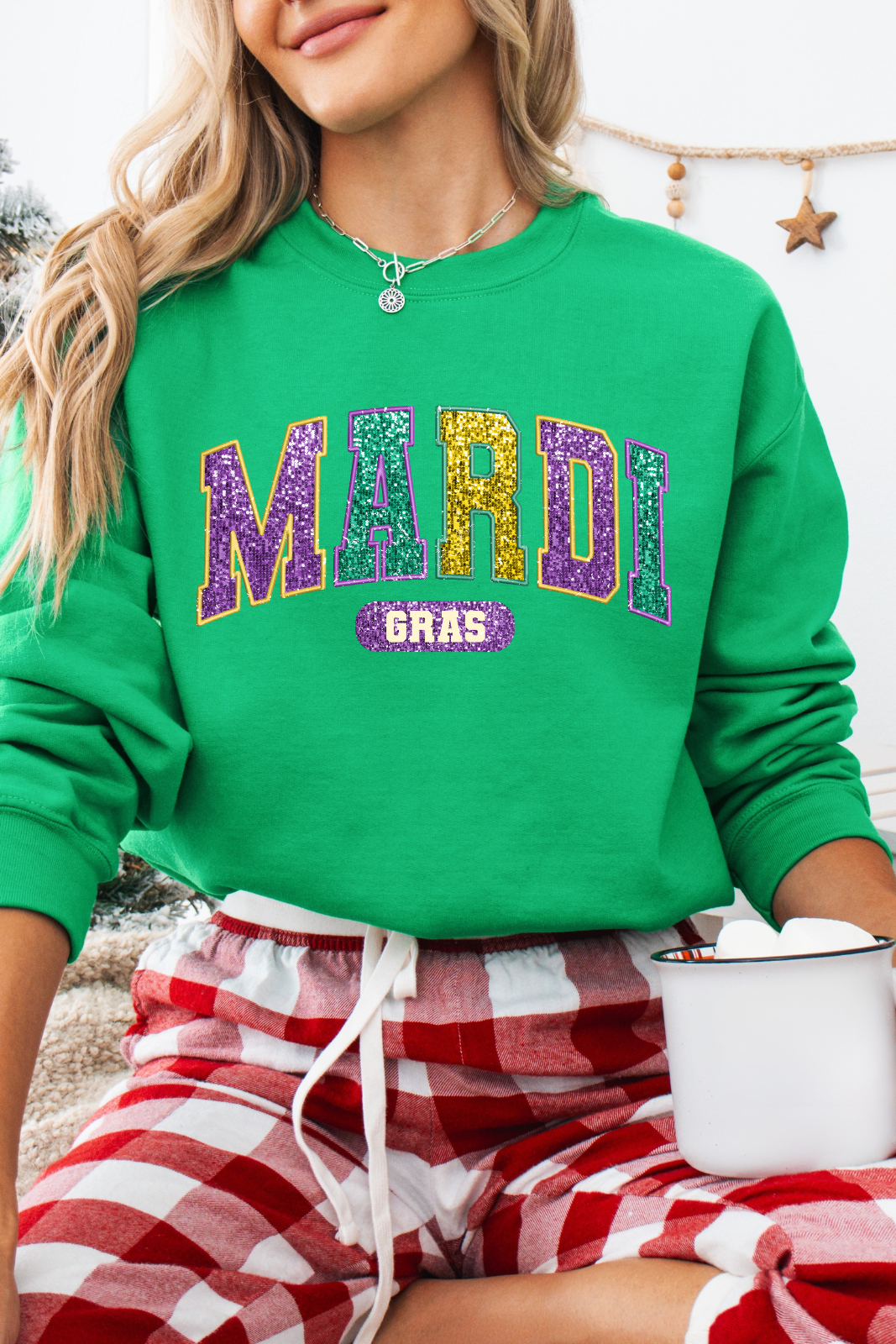 Bold Mardi Gras Sweatshirt- Irish Green