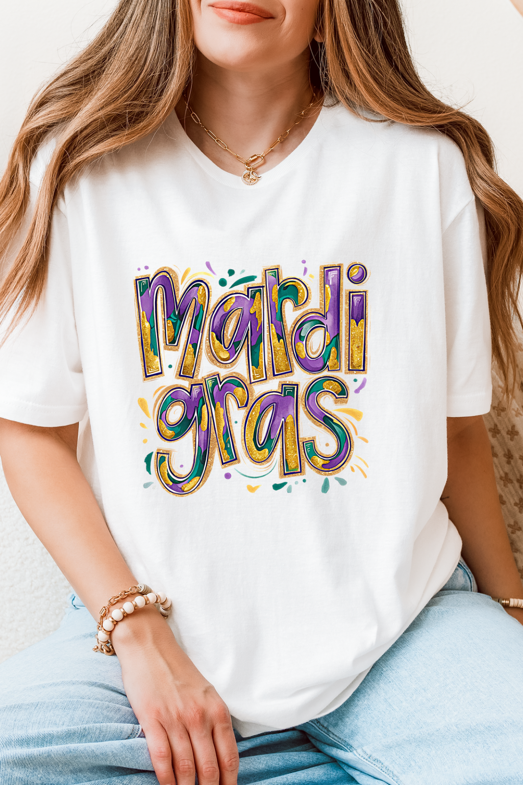 MARDI GRAS Painted- White