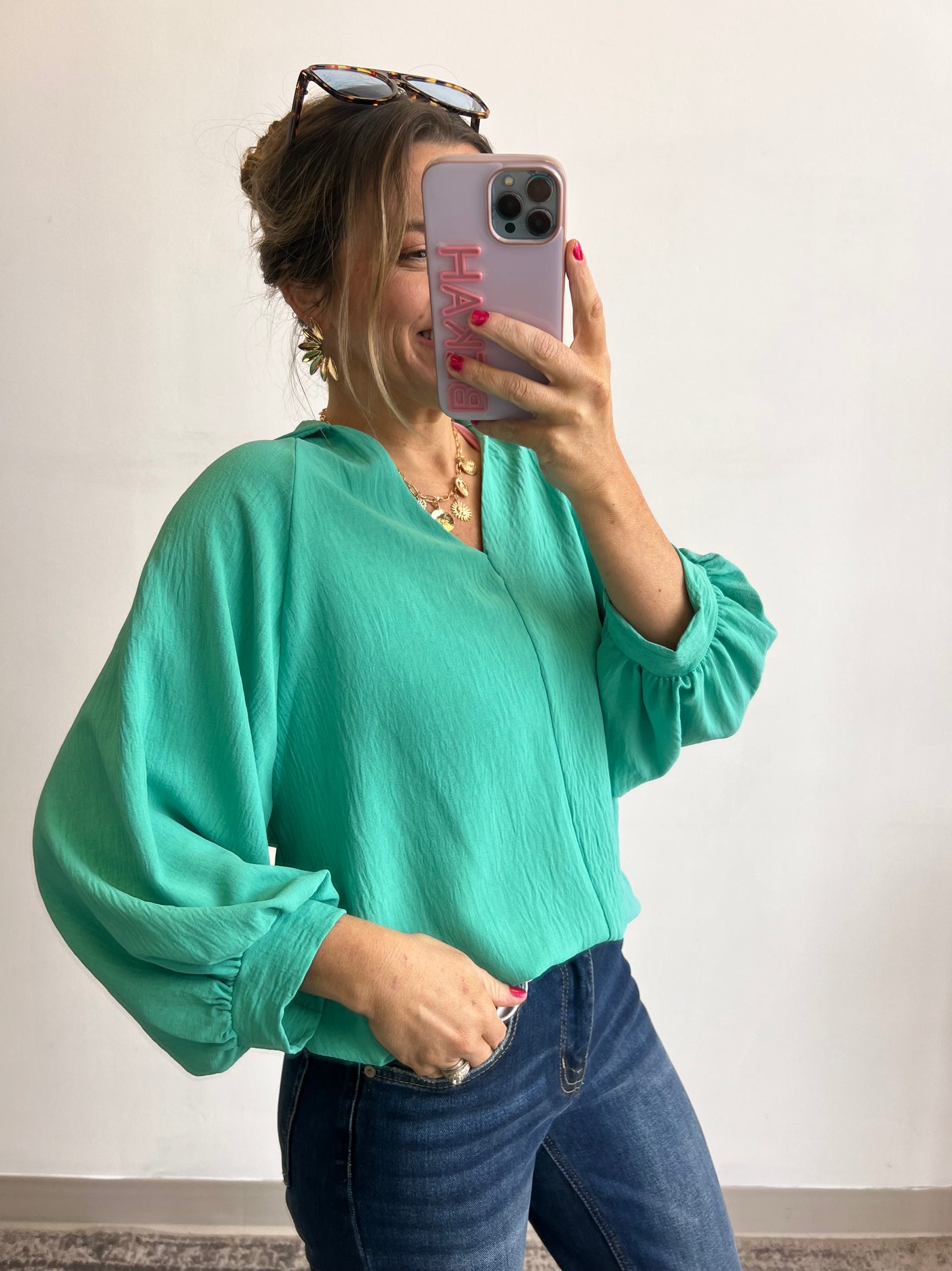 Ocean View Blouse - Jade