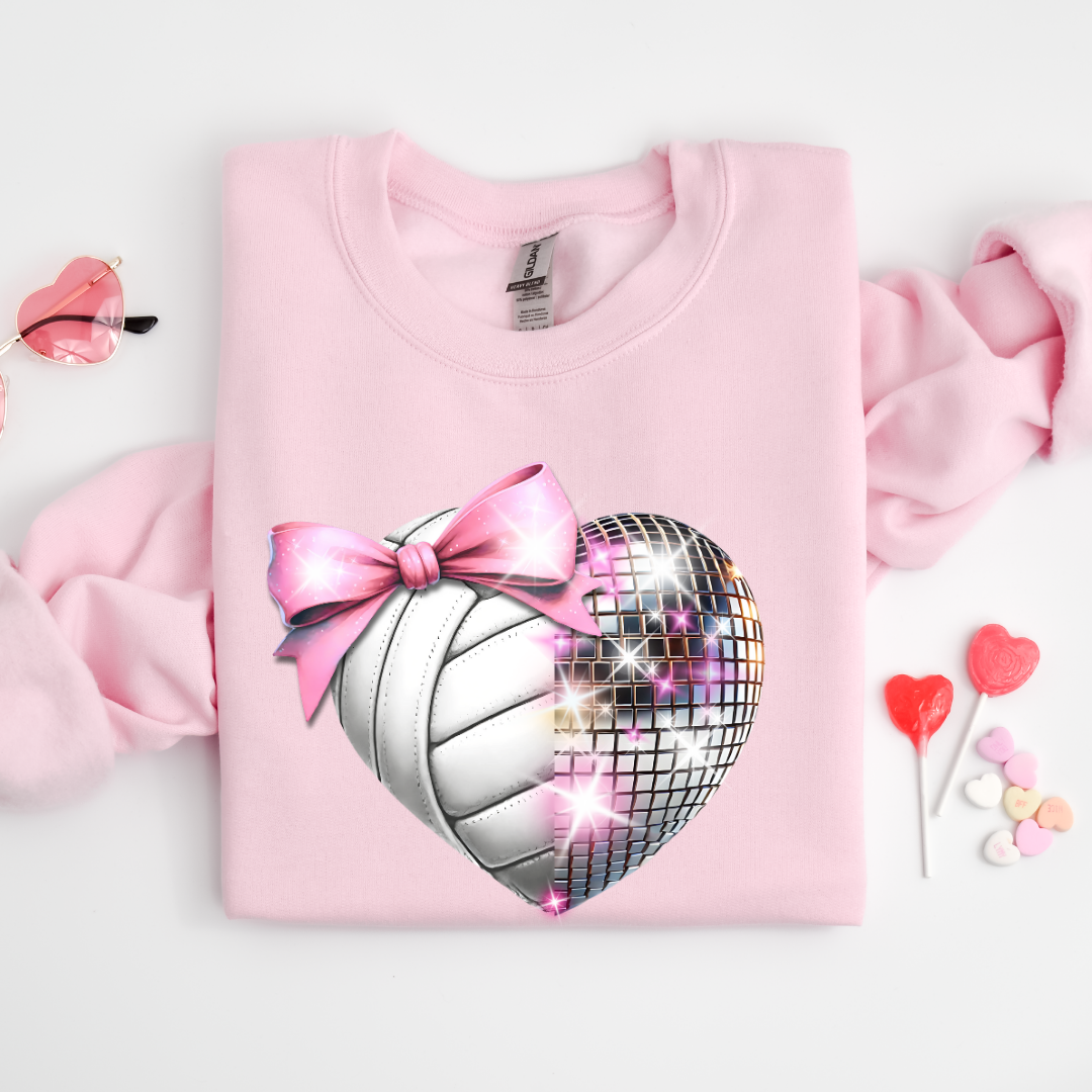 Softball Heart Sweatshirt - Light Pink