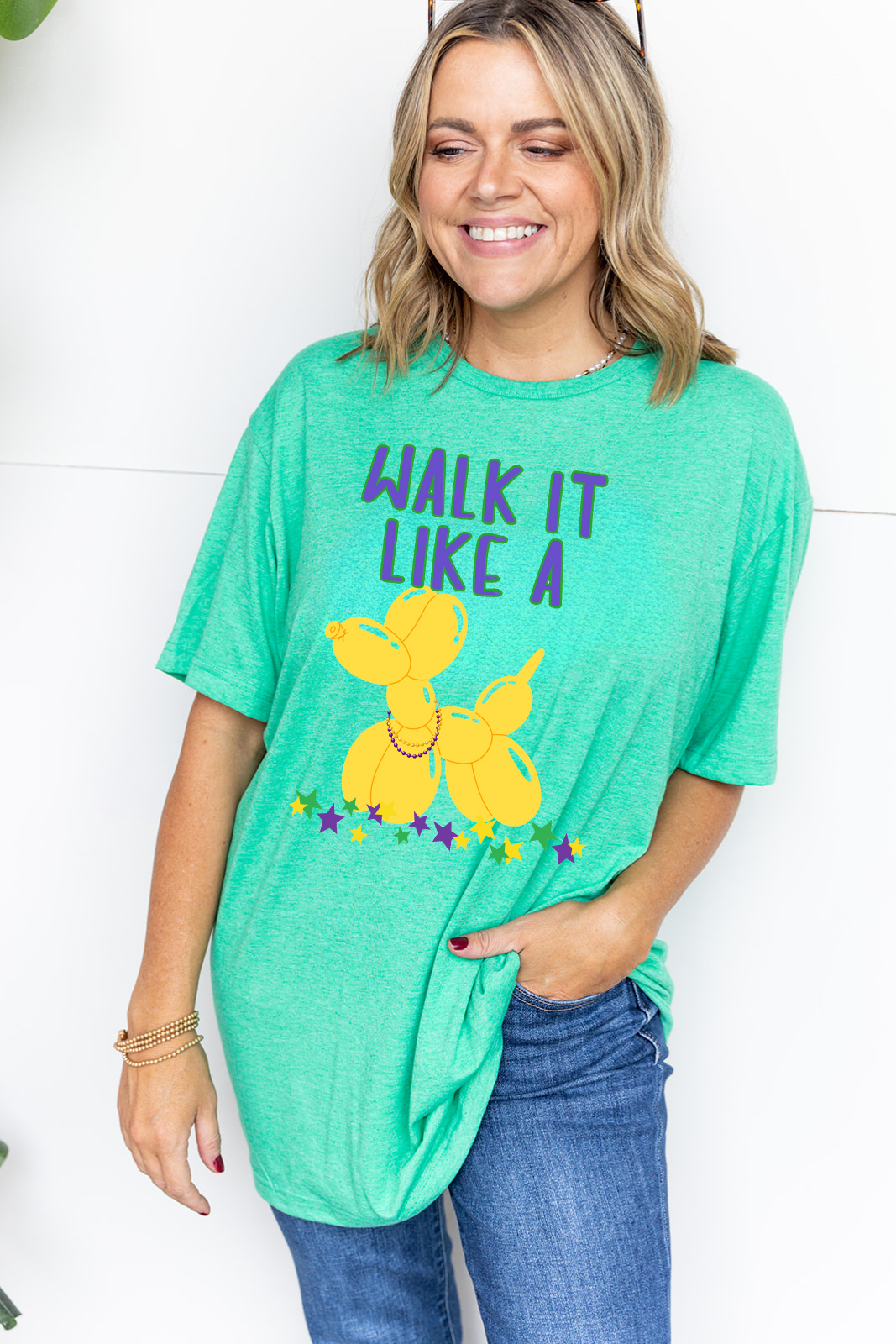 Walk It Like A Dog Mardi Gras Tshirt - Yellow Dog