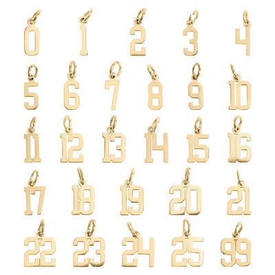 18K Gold PVD Stainless Steel Small Number Charm