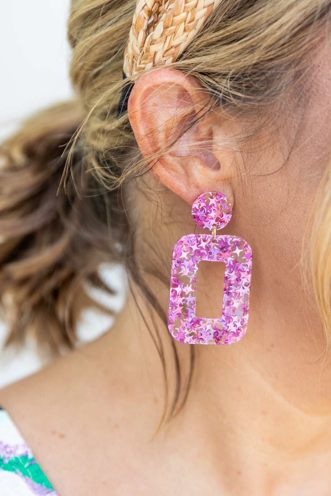 Margot Earrings - Pink Glitter