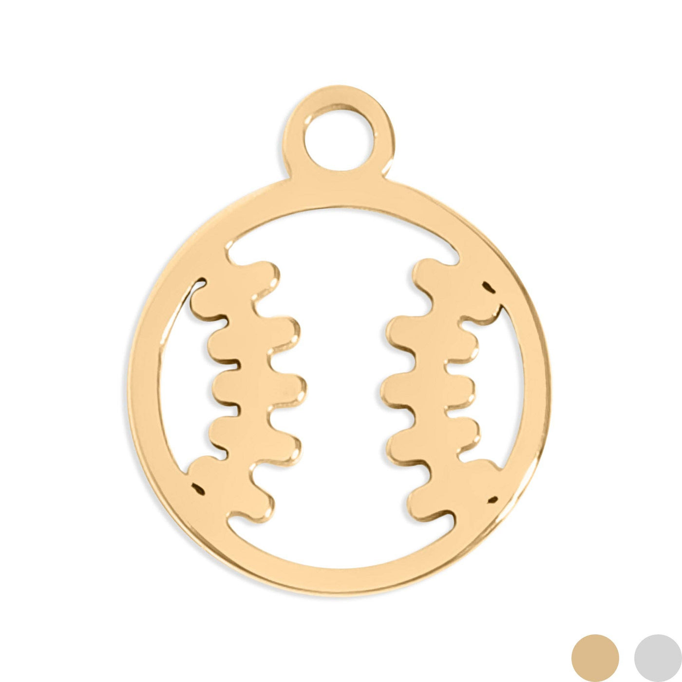 18K Gold PVD Stainless Steel Baseball Charm: Gold