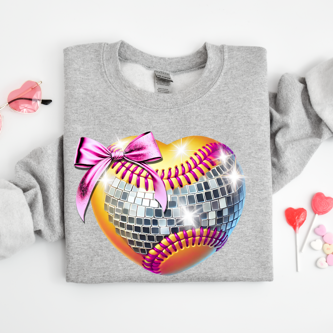 Softball disco heart sweatshirt - sport grey