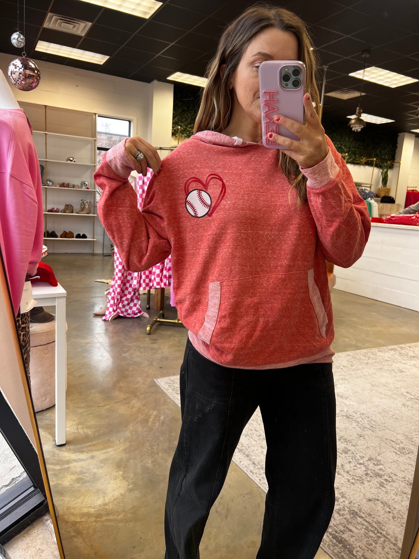 Baseball heart pullover