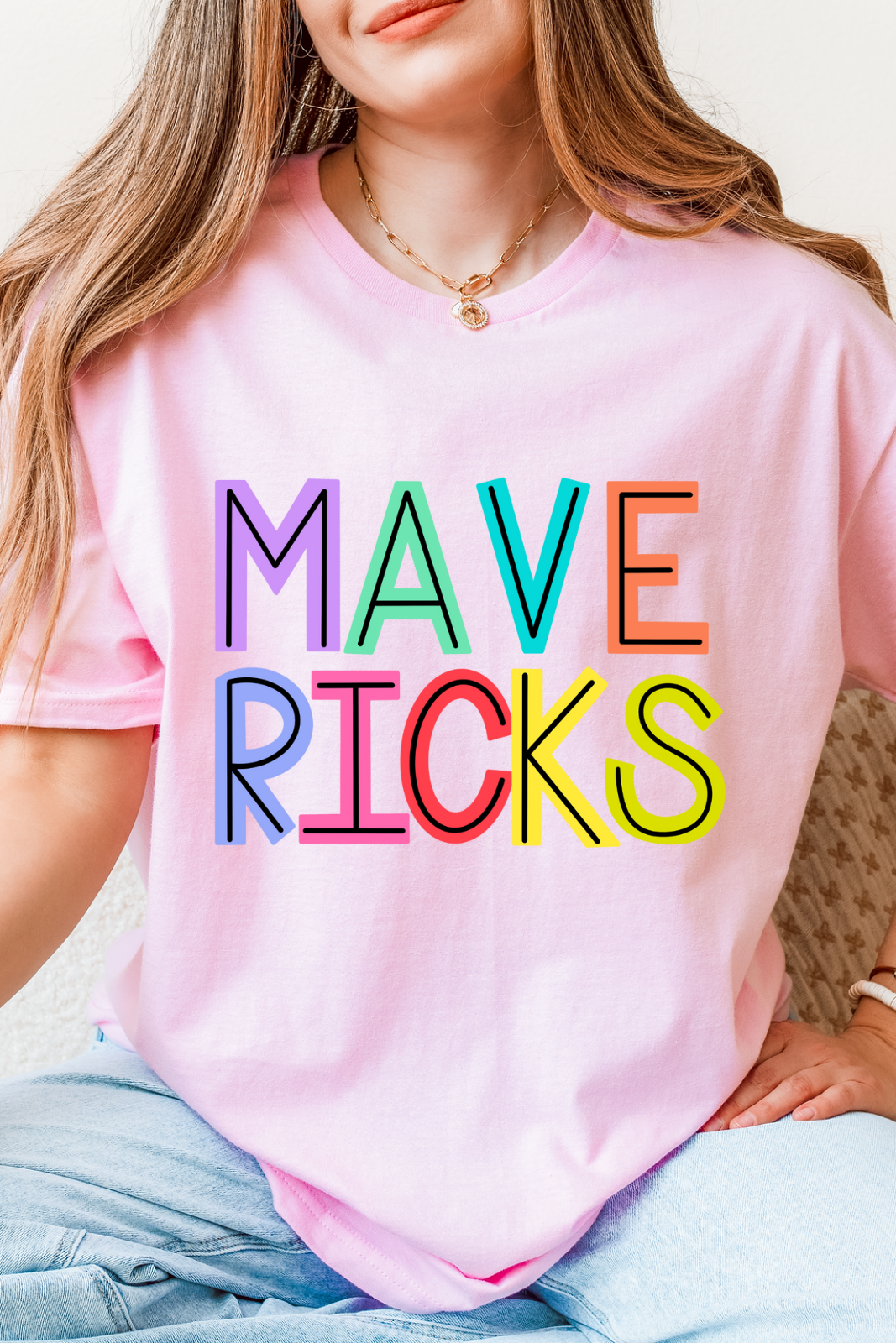 Rainbow Block Mavericks Tshirt