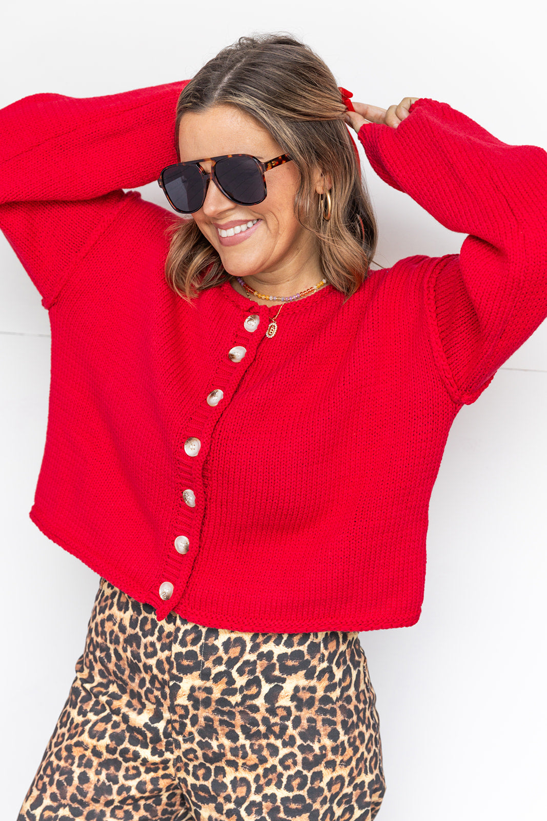 Always On Time Cardigan - Red