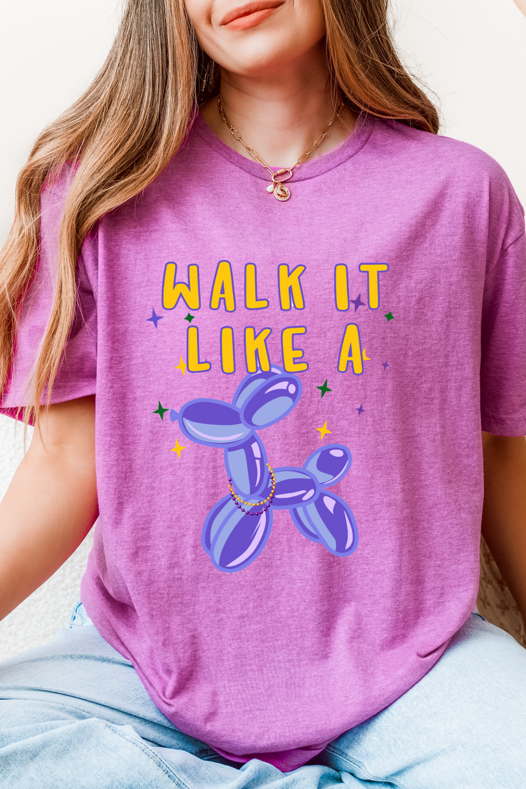 Walk It Like A Dog Mardi Gras Tshirt - Purple Dog