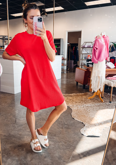 Shifting Into Spring Dress - Red