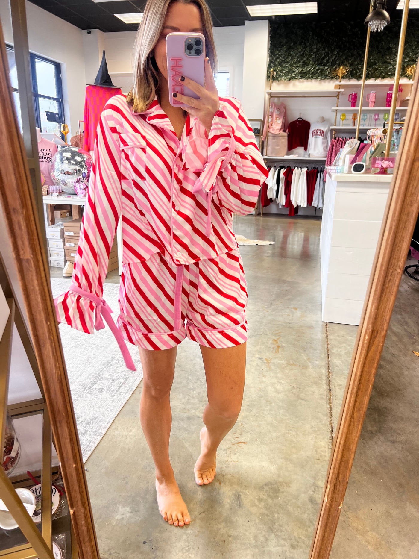 Girly Candy Cane Striped Pajamas