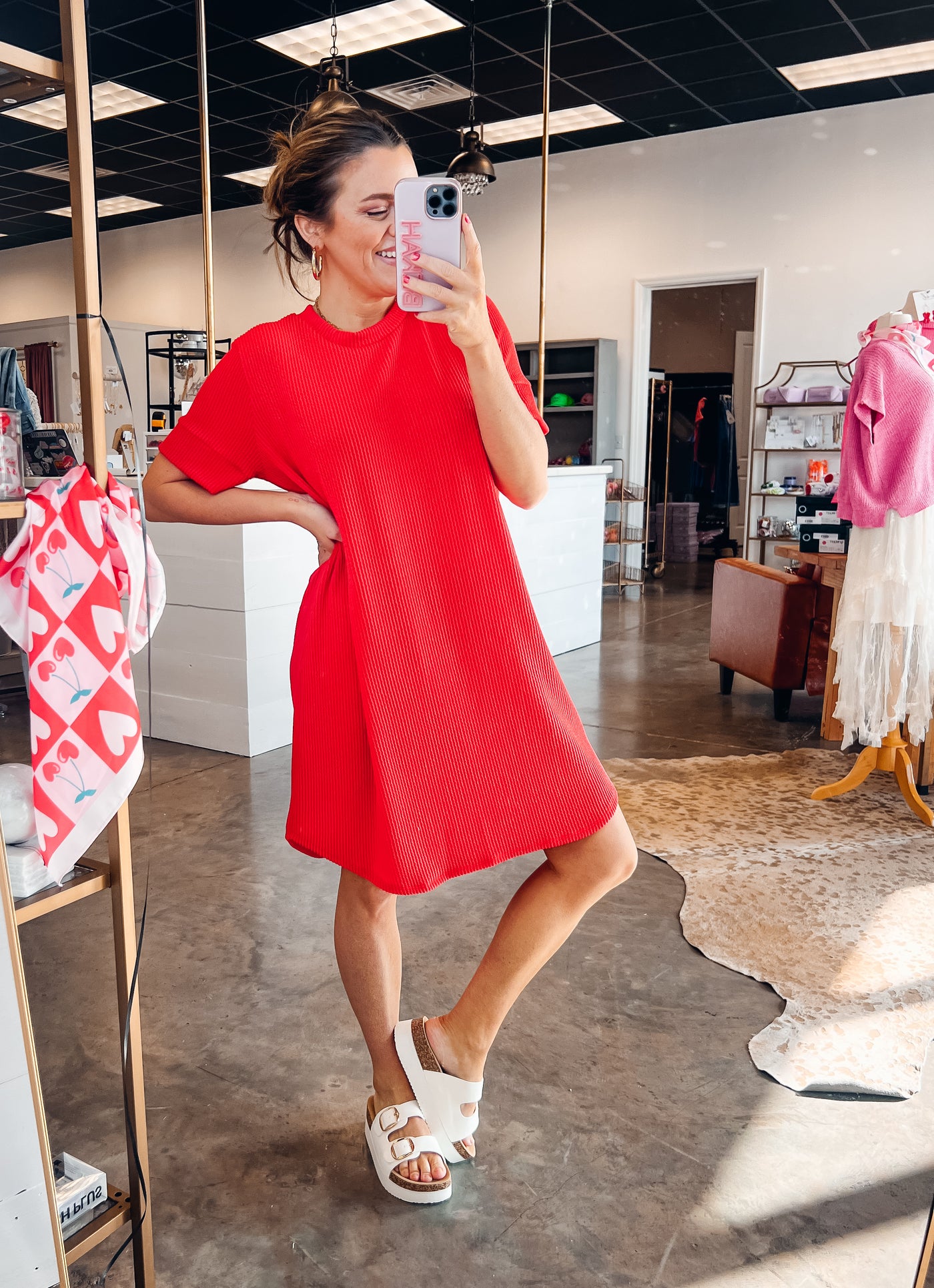 Shifting Into Spring Dress - Red