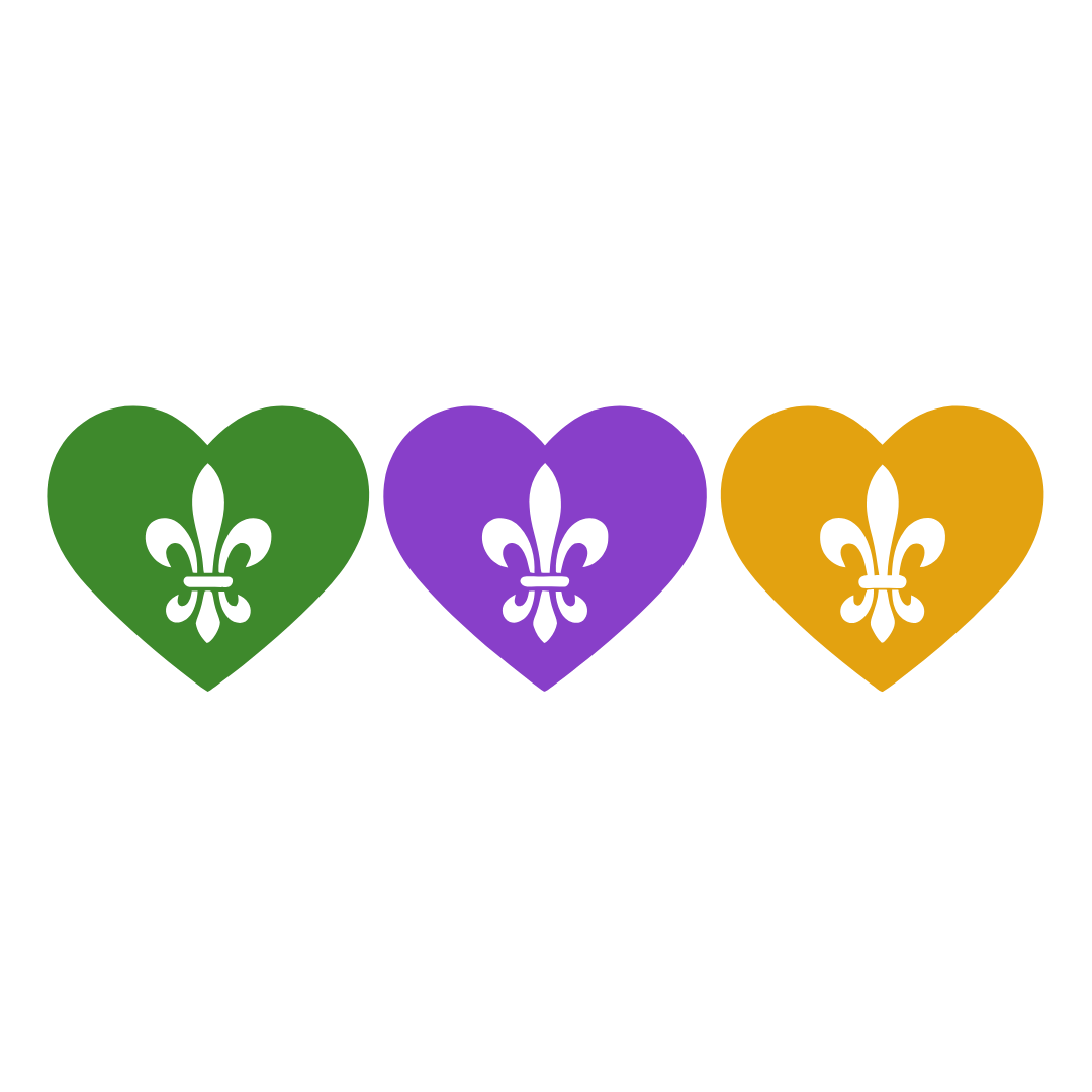 Mardi Gras Hearts- White