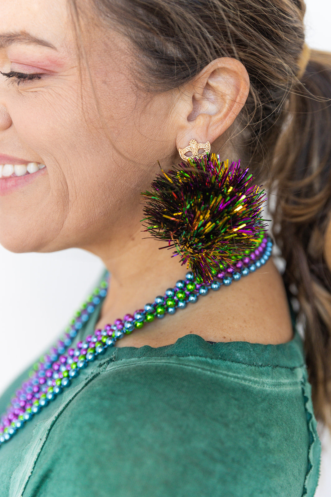 Pom Pom Mardi Gras Earrings