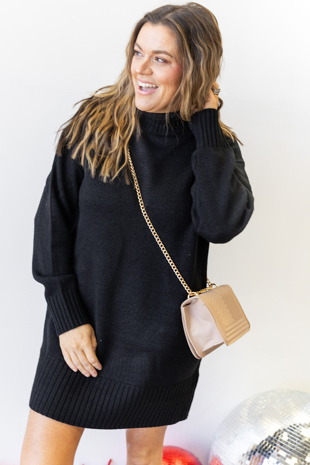 Millie Mini Sweater Dress - Black