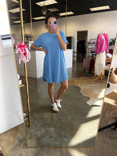 Shifting Into Spring Dress - Blue