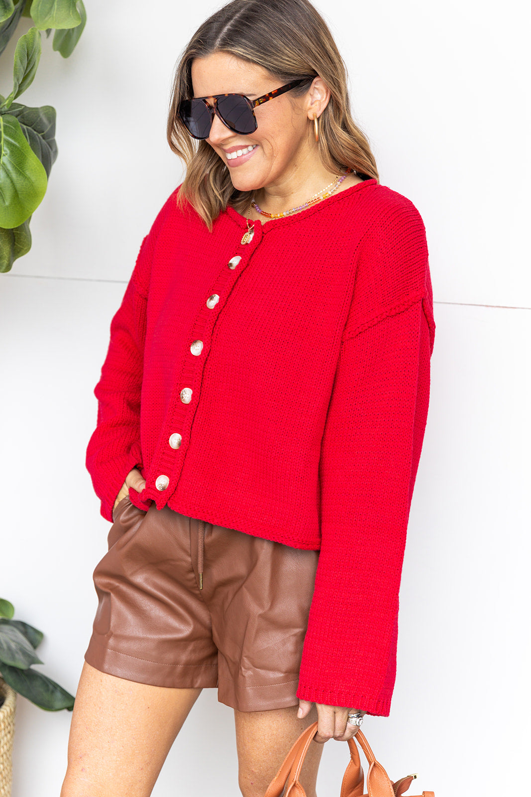 Always On Time Cardigan - Red