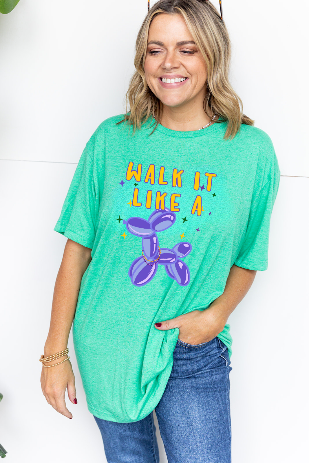 Walk It Like A Dog Mardi Gras Tshirt - Purple Dog