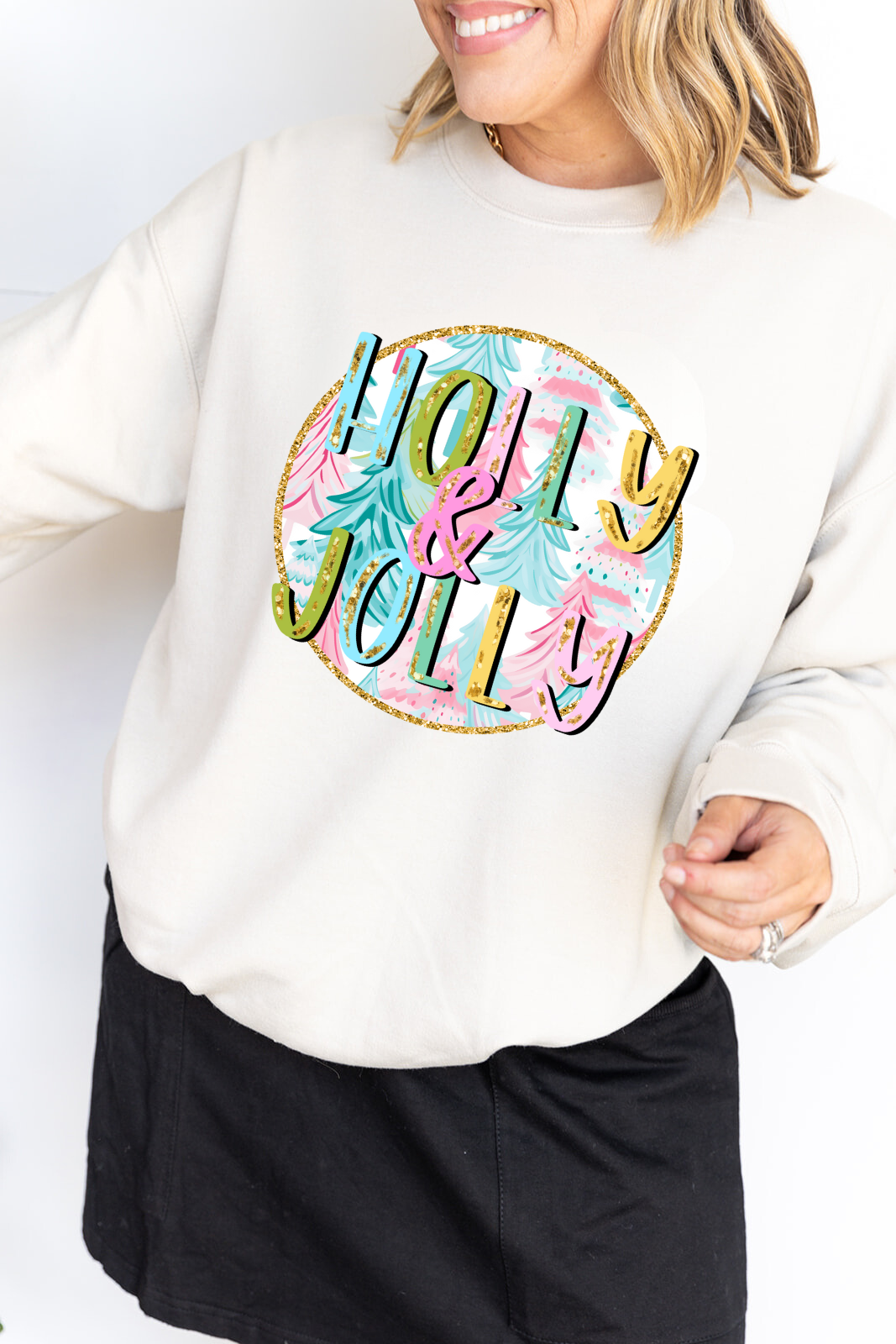 Holly Jolly Circle Sweatshirt Sand