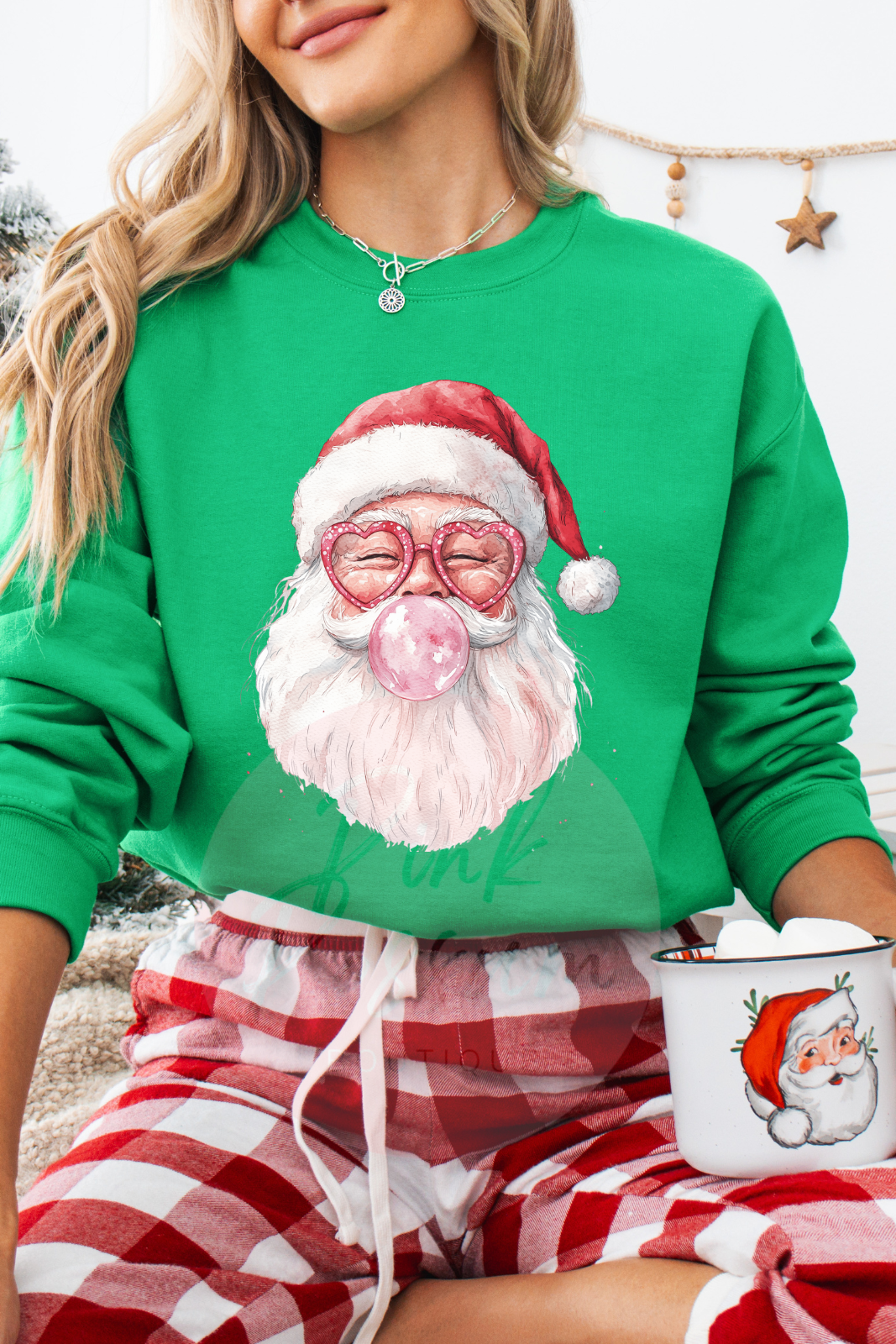 Bubblegum Santa Sweatshirt Irish Green