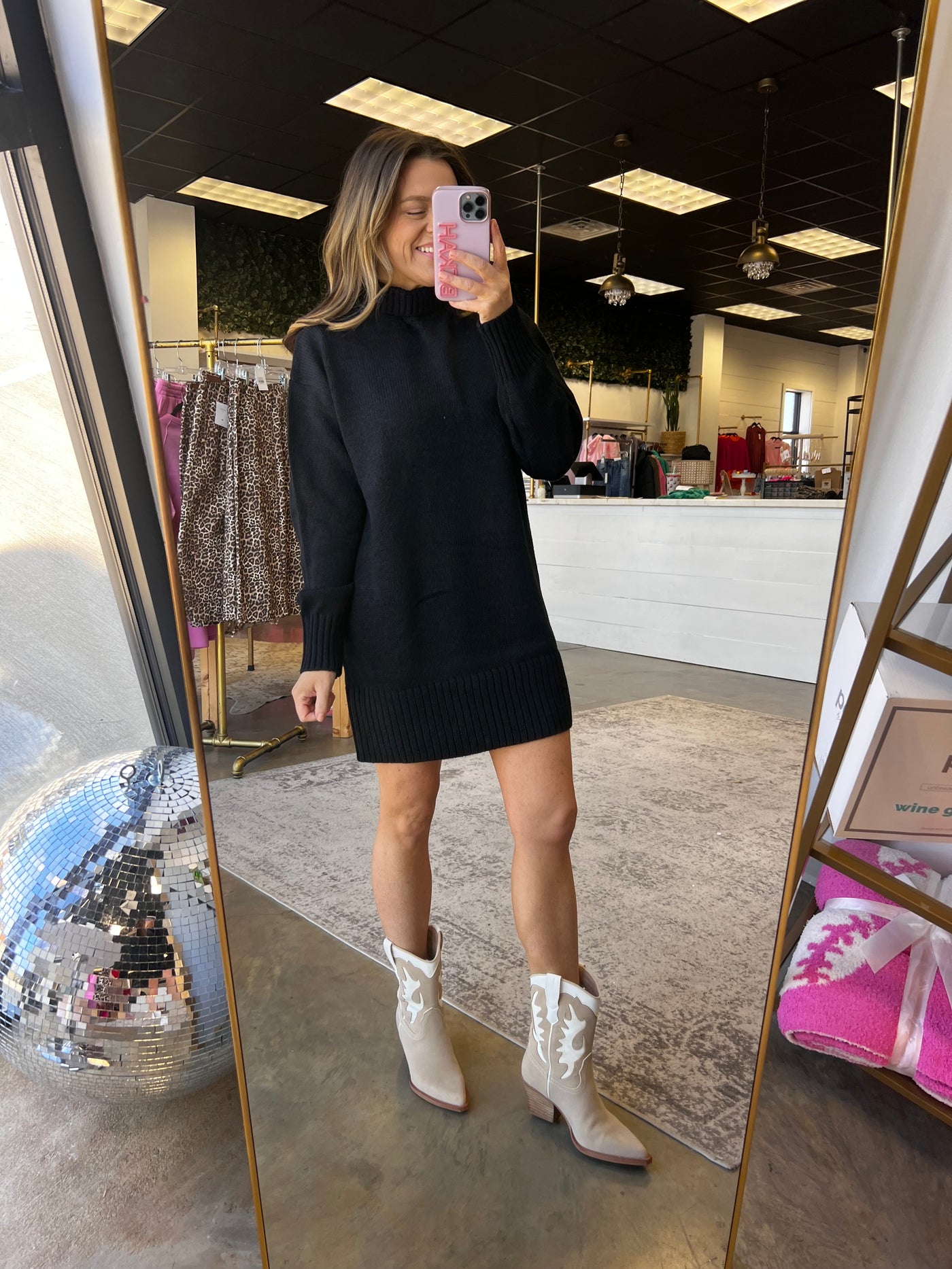 Millie Mini Sweater Dress - Black