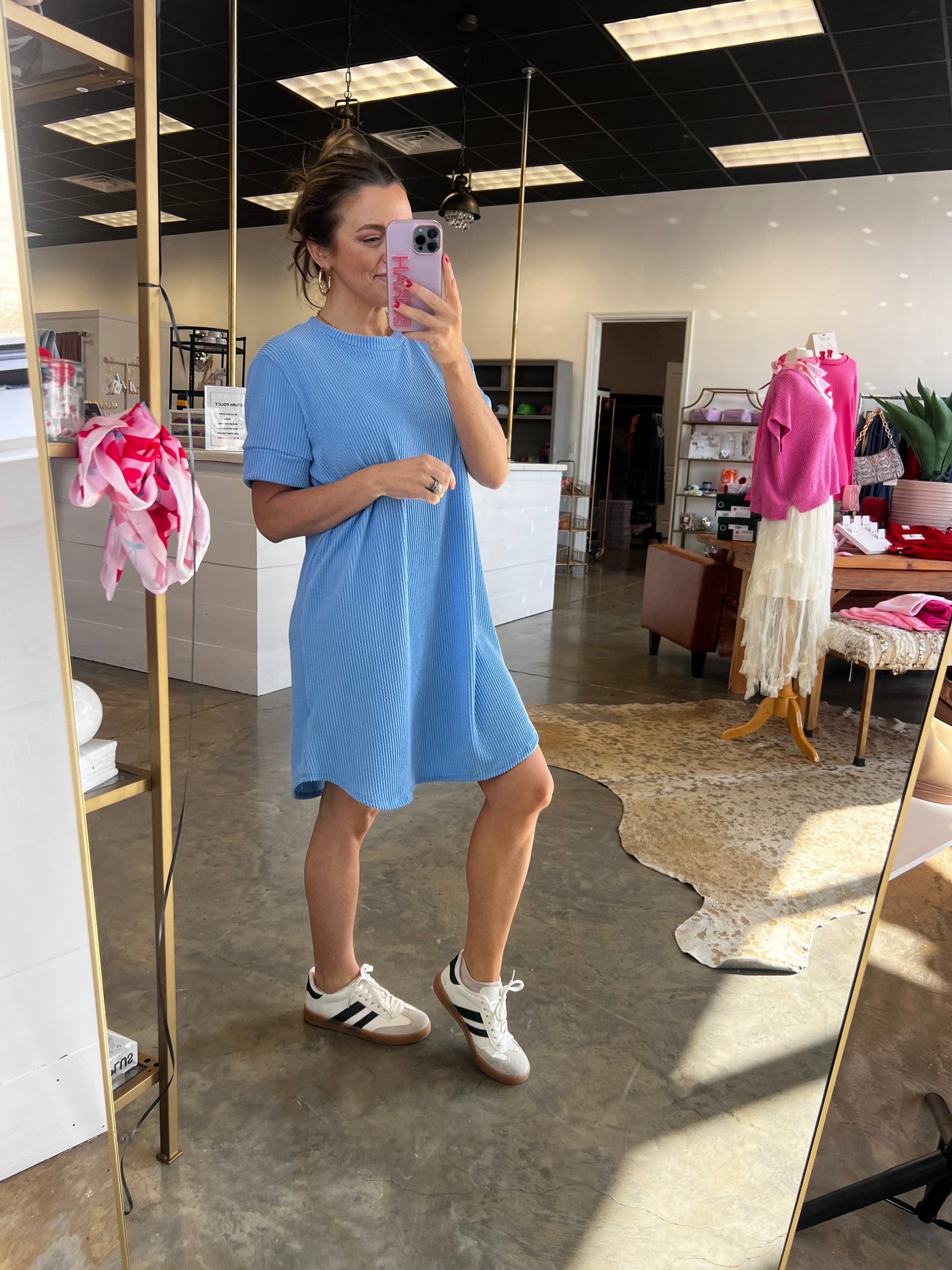 Shifting Into Spring Dress - Blue