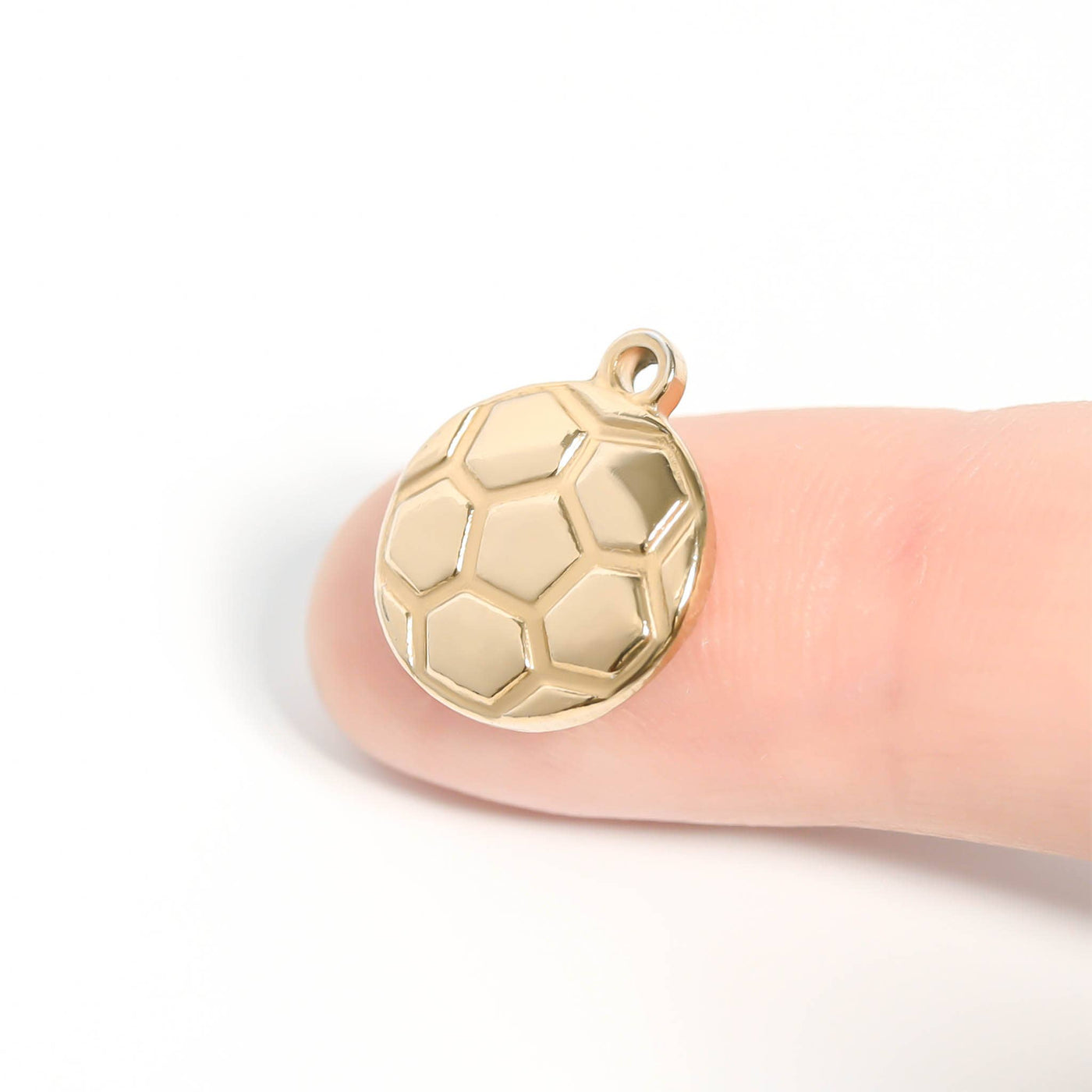 18K Gold PVD Stainless Steel Soccer Ball Charm: Stainless