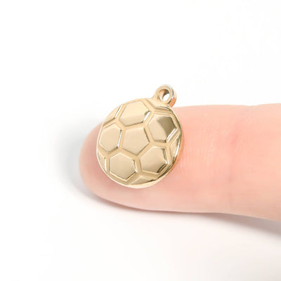 18K Gold PVD Stainless Steel Soccer Ball Charm: Gold