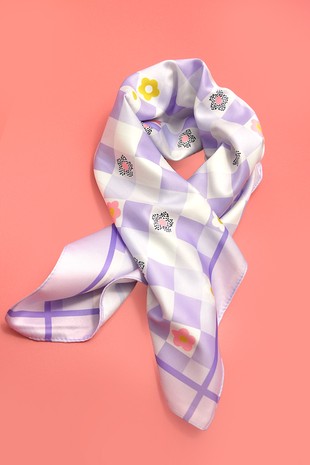 Silky Feeling Bandana Scarf - Flower